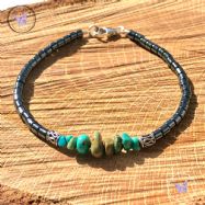 Hematite Bracelet With Turquoise Chips